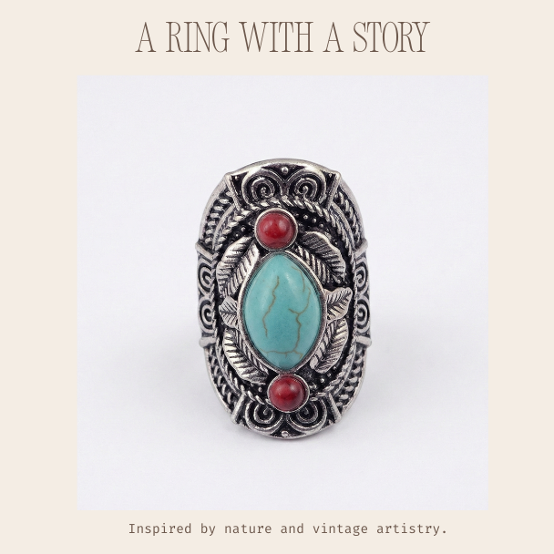 Vintage Boho Turquoise Ring for Women