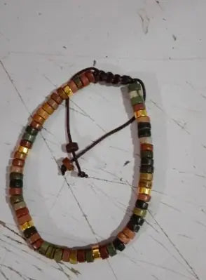 Braided Bracelet with Red Turquoise Abacus Beads