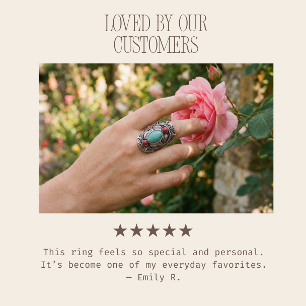 Vintage Boho Turquoise Ring for Women