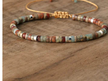 Braided Bracelet with Red Turquoise Abacus Beads